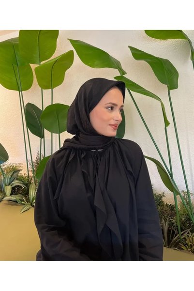 Rise Scarf Bambi Desen Pamuk Jakar Eşarp Siyah