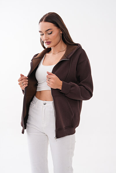 Mega Life Iron Zipper Hooded Sweatshirt with Pockets and Three Threads