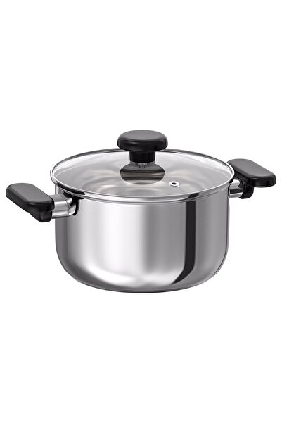 OEM Oală cu capac 3 l sticlă transparentă/inox MIDDAGSMAT Oale