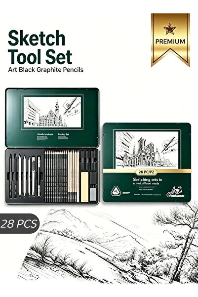 Generic 28 PCS Sketching Pencil Set,Art Supplies Kit,Professional Sketch Penc...
