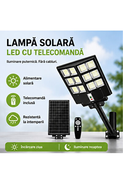 OEM Ηλιακός Φωτισμός 600W, 480 LED, Πάνελ 18W, Μπαταρία 15Ah, Αισθητήρας Rada...