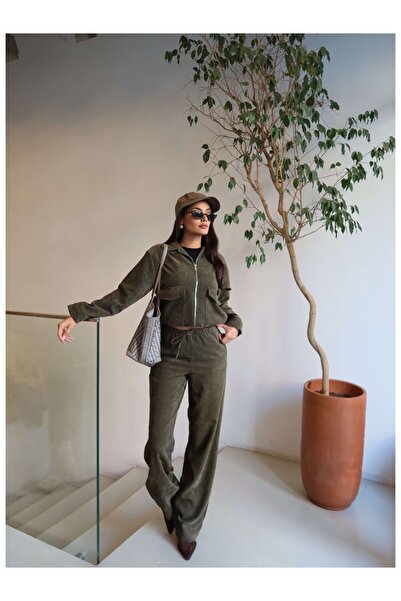 ESRAHELVACI Velvet Bag Pocket Jacket Set