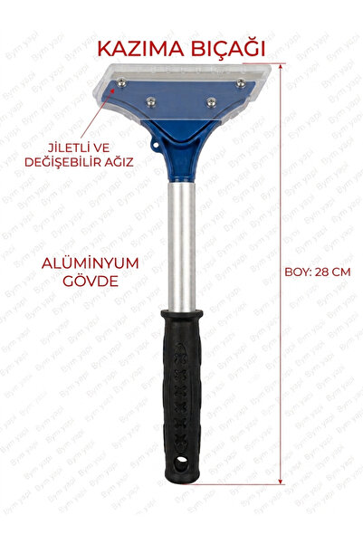 bym yapı Yer ve Cam Kazıma Aparatı Bıcağı Alüminyum Gövde Jiletli 28 cm
