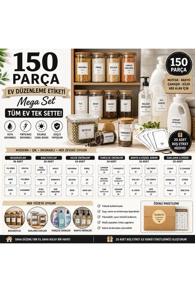 reklamcın 150 Piece Home Organization Label Mega Set – Kitchen, Spice Rack, Pantry, Bathroom, Laundry, and Storage Container Labels