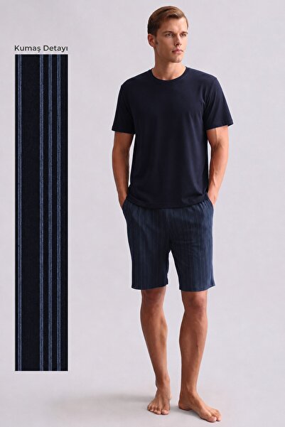 Aytuğ&Mısırlı Egyptian Men's Bamboo Pajama Shorts Navy Blue