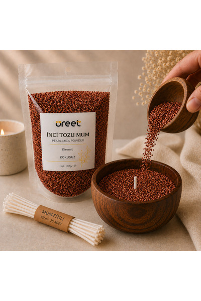 Üreet İnci Tozu Mum Kiremit 100 gr – Kiremit Rengi Granül Mum – Kokusuz Dekor...