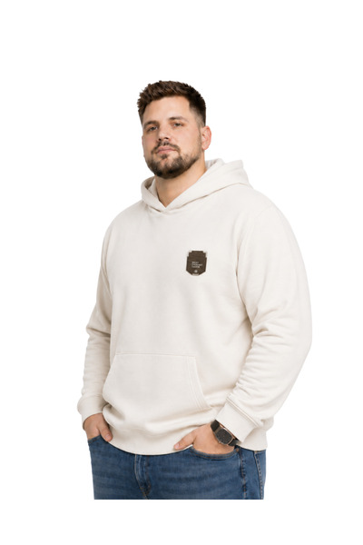 BattalModa Men's Large Size Bone Two Thread Pursuit Sweatshirt 3Xl-4Xl-5Xl-6Xl