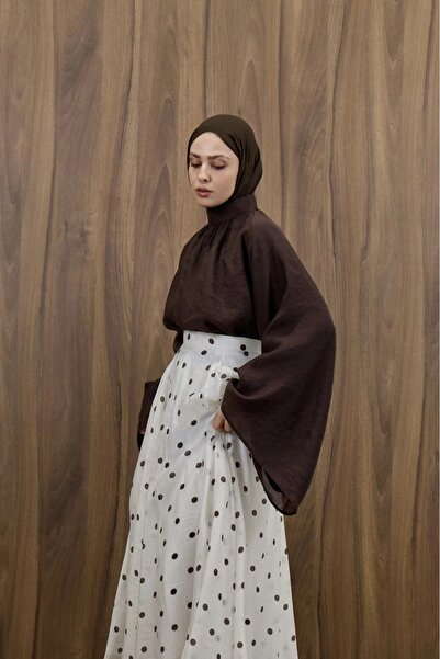 fayaboutique.com Kahverengi Velsa Şifon Bluz