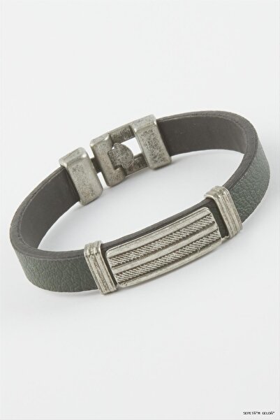 Generic Brand Spt-Gld Striped Faux Leather (115251) Bracelet Green