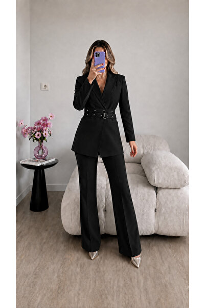 Ekim Store Eyelet Belted Jacket and Trousers Double Blazer Suit