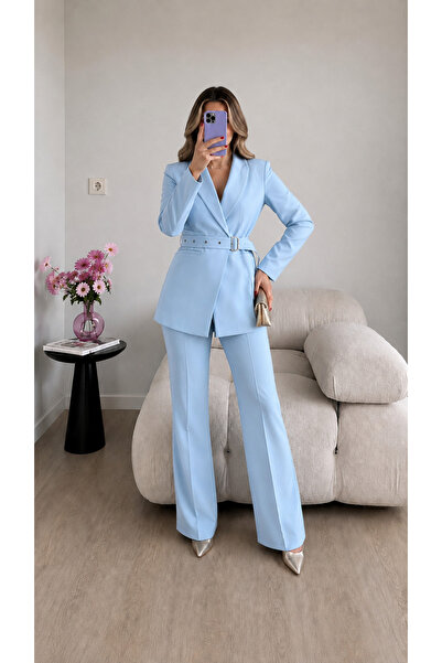 Ekim Store Eyelet Belted Jacket and Trousers Double Blazer Suit