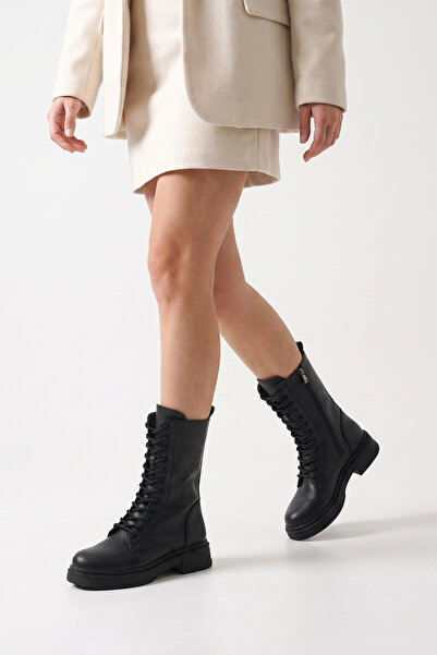 AYAKKABI MEET Women's Black Boots, Non-Slip, Thermo Sole, Water Resistant, Zi...