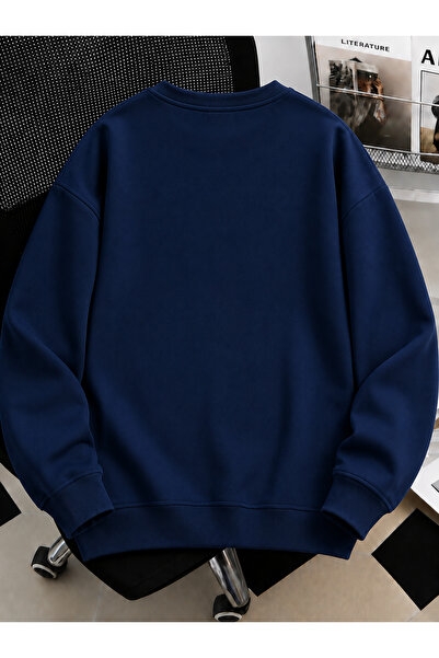 MODARİCH Unisex Kadın/Erkek Brooklyn Renkli Özel Baskılı Oversize Bisiklet Yaka Pamuklu Sweatshirt