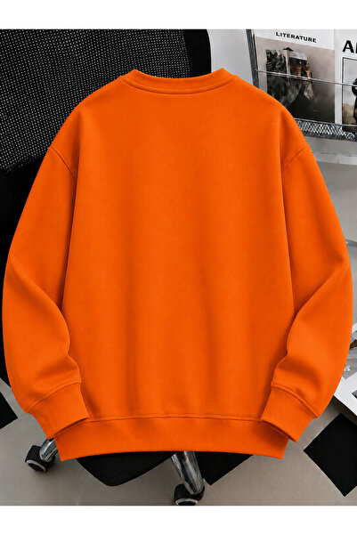 MODARİCH Unisex Kadın/Erkek Brooklyn Renkli Özel Baskılı Oversize Bisiklet Yaka Pamuklu Sweatshirt