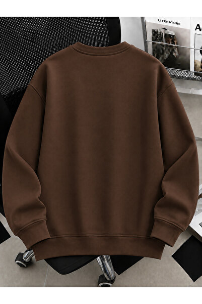 MODARİCH Unisex Kadın/Erkek Brooklyn Renkli Özel Baskılı Oversize Bisiklet Yaka Pamuklu Sweatshirt