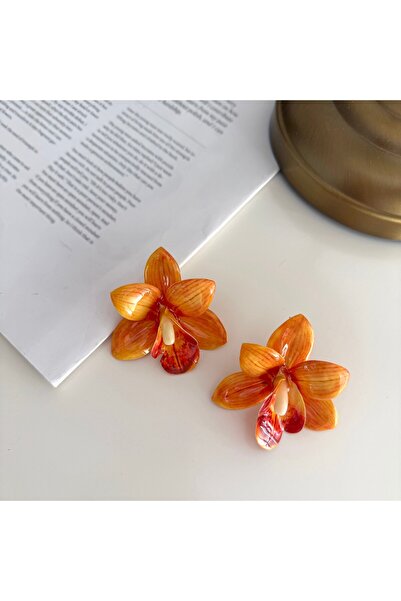 Alice İsstanbul Orange Orchid Earrings