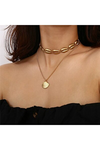ITIMPORT Colier choker lung boho auriu, stil celebritate, 40