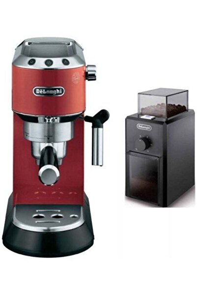De'Longhi ماكينة إسبريسو ديلونجي ديديكا حمراء مع مطحنة قهوة كهربائية - موديل ...