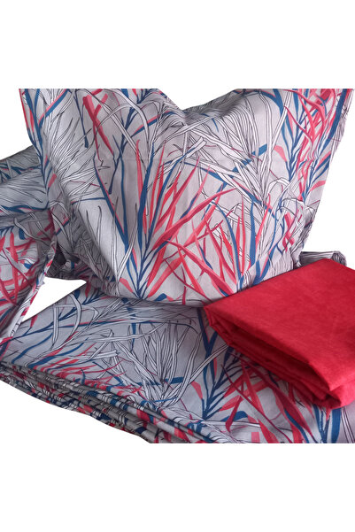 VIKI DISAIN 4-Piece Duvet Cover Set Set, Ranforce Cotton , Coral-Blue Floral/...