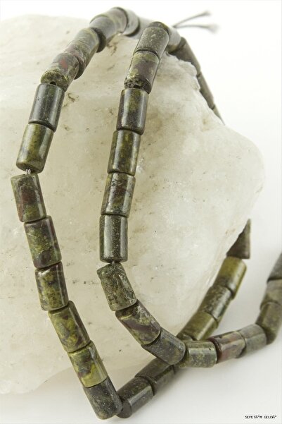ZERO LAND Spt-Gld 6X8 mm Pipe Serpentine (232947) Stone Green