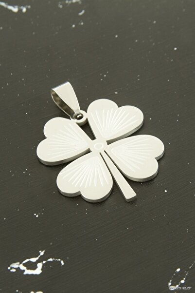 ZERO LAND Spt-Gld Clover Steel Pendant 2.5 cm (130723) Silver Color