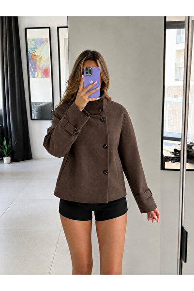 Ekim Store High Collar Buttoned Cashmere Jacket