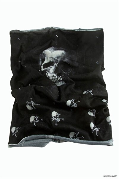 ZERO LAND Spt-Gld Skull Patterned Baff (130743) Neck Collar Black