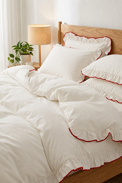 Ricco Lifes Ruffled Cotton Amour Single Duvet Cover Set