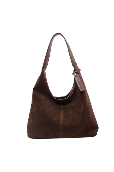 STARSTAR Women's large zippered shoulder shopping bag brown 37x25x11cm