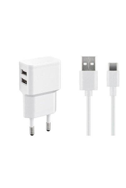 MicroConnect Φορτιστής με 2 θύρες USB-A και καλώδιο USB-C Λευκό (USB3.1CA1SETW)