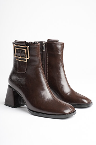 Griffa Shoes Γυναικείες μπότες και μποτάκια σε άγχρωμο καφέ με χοντρό τακούνι