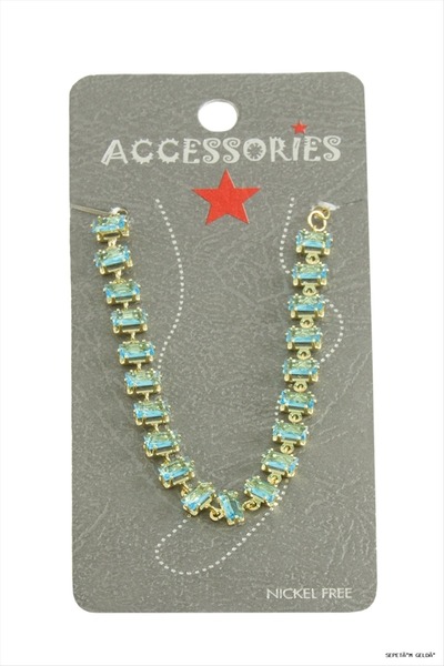 ZERO LAND Spt-Gld Savoroski Zircon Stone (140739) Anklet Blue