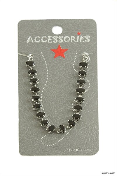 ZERO LAND Spt-Gld Savoroski Zircon Stone (140747) Anklet Black