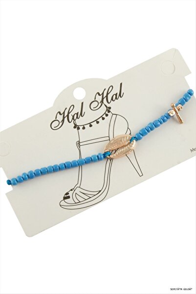 ZERO LAND Spt-Gld Roz Colorful Sea Shell Beads (141509) Anklet Blue