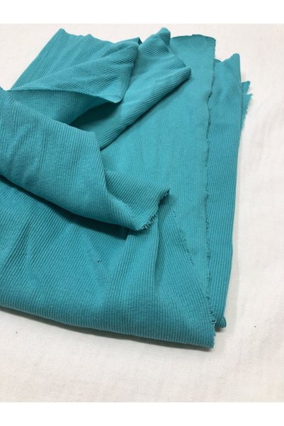 Yiğit Kumaş Ribana Ribbed Fabric, Piece 60X90 cm - Turquoise