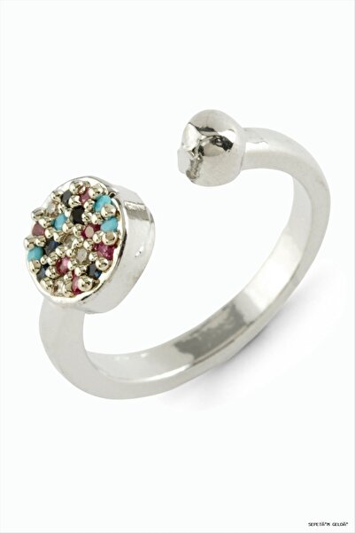 ZERO LAND Spt-Gld Colorful Zircon Stone Metal Ring (232622) Silver Color