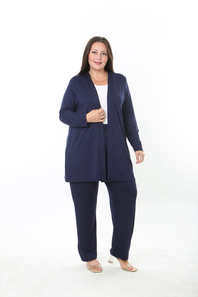 XL Modam Women's Lycra Viscose Plus Size Cardigan Pants Suit