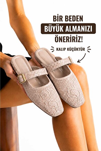 VEYA Kadın Çiçek Desenli Tokalı Babet Terlik Şık Günlük Rahat Ayakkabı