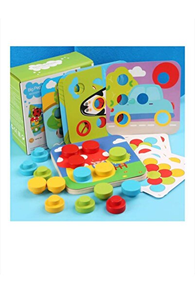 OEM Joc mozaic BIG PEG ,Montessori din lemn cu butoni mari - 16 piese
