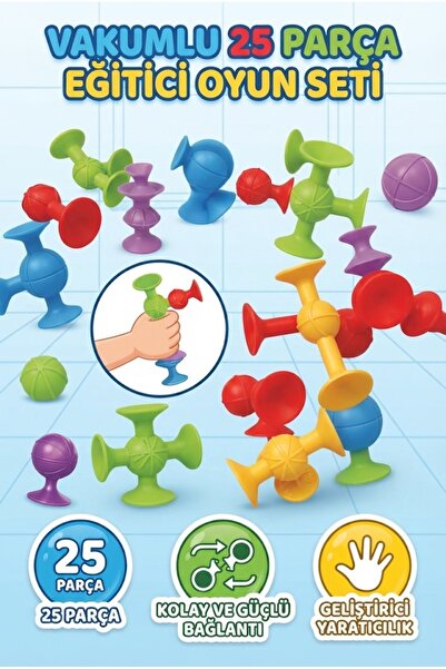 Tıfıl Toys Vakumlu 25 Parça Eğitici Oyun Seti Kolay ve Güçlü Bağlantı Beceri ...
