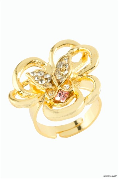 ZERO LAND Spt-Gld Flower Stone (130836) Ring Yellow