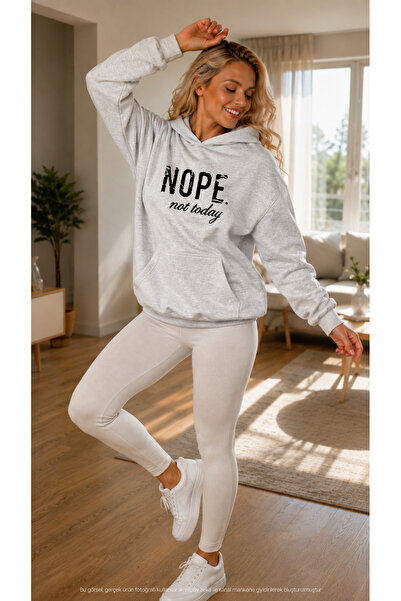 caddekombin Women's Nope Not Today Written Hooded Cotton Casual Sweatshirt wi...