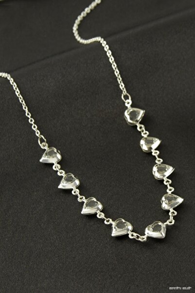 ZERO LAND Spt-Gld Heart Crystal Stone Necklace (130450) Silver Color