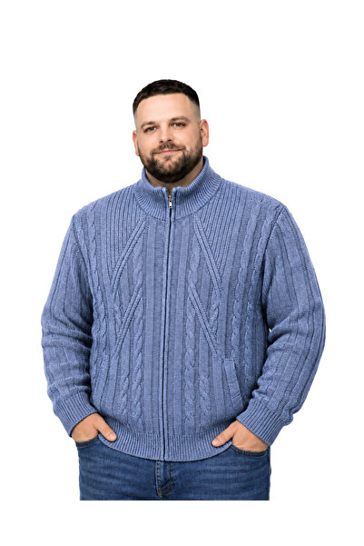 BattalModa Erkek Büyük Beden Havacı Hattush Örgülü Cepli Ceket 3XL-4XL-5XL-6XL