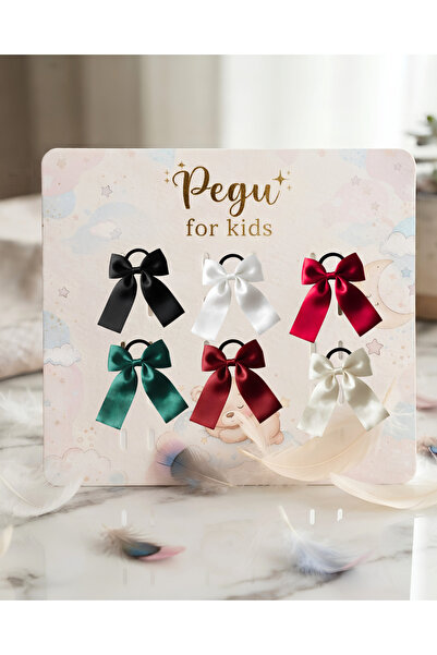 pegu baby collection Little Dreams Series, 6-Piece Satin Ribbon Bow Hair Clip...
