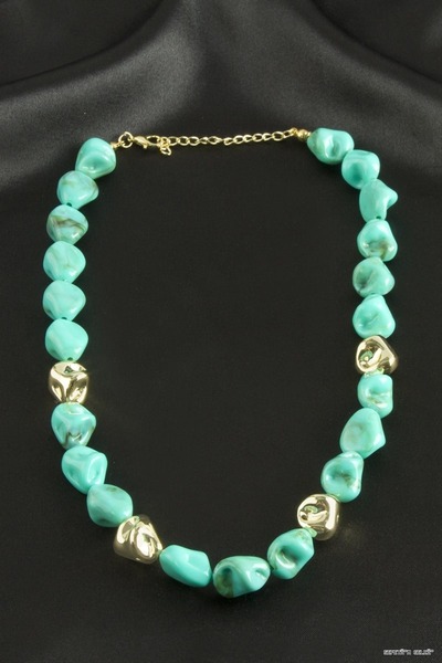 ZERO LAND Spt-Gld Zr Oval Model Plastic (140730) Necklace Turquoise