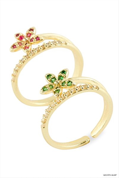 ZERO LAND Spt-Gld Flower Zircon Stone Metal (125449) Ring Yellow