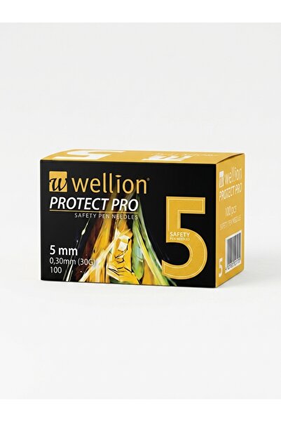 WELLİON Protect Pro Safety Pen Needles 5mm 30G 100 Count Sterile Single Use I...