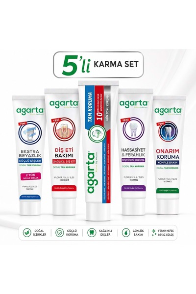 Agarta Doğal Tam koruma Diş Macunu (Karma 5 Li Set)
