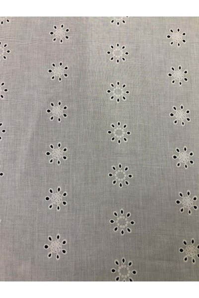Yiğit Kumaş White Laser Cut Scallop-Look Voile Fabric